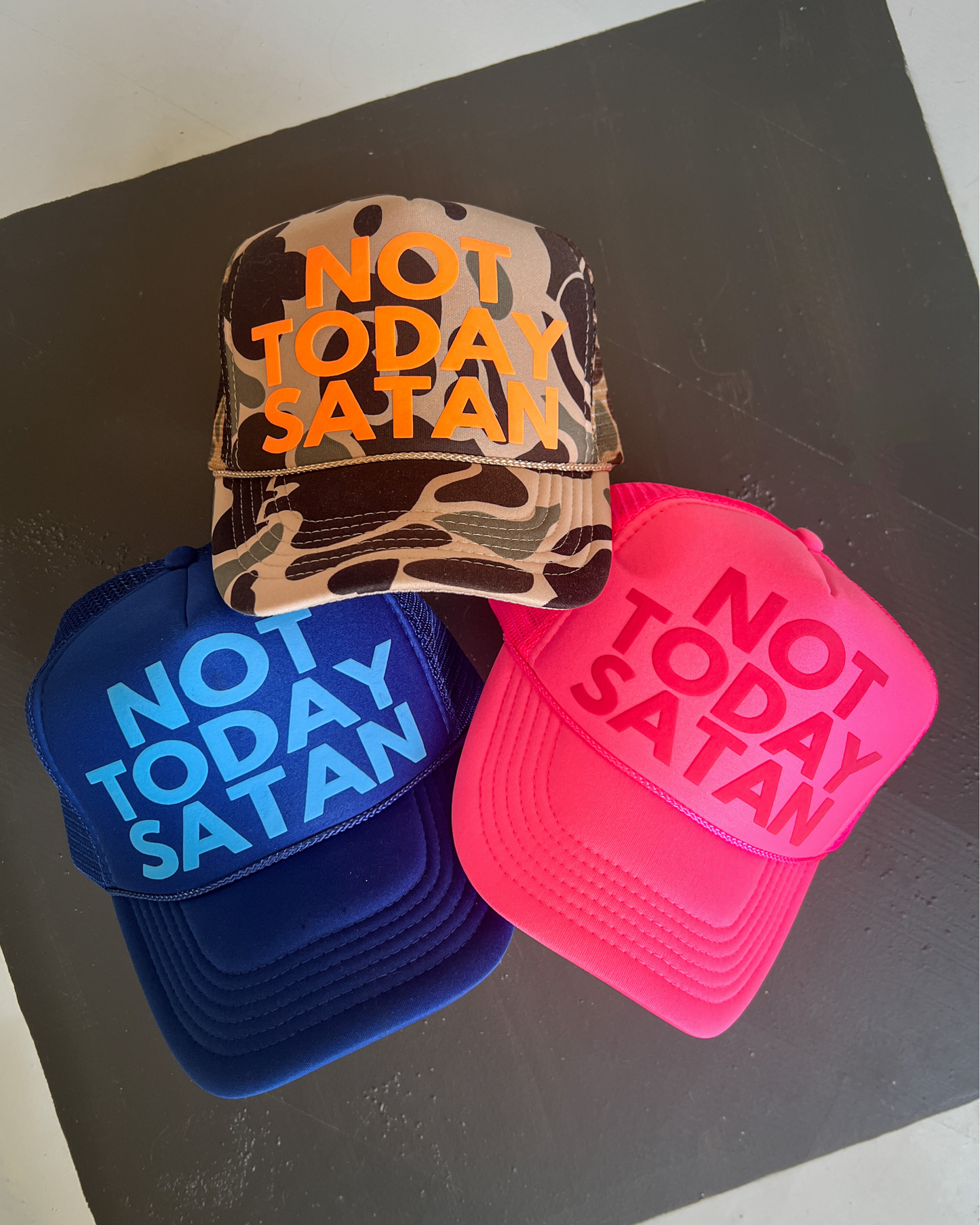 NOT TODAY SATAN CUSTOM TRUCKER HAT