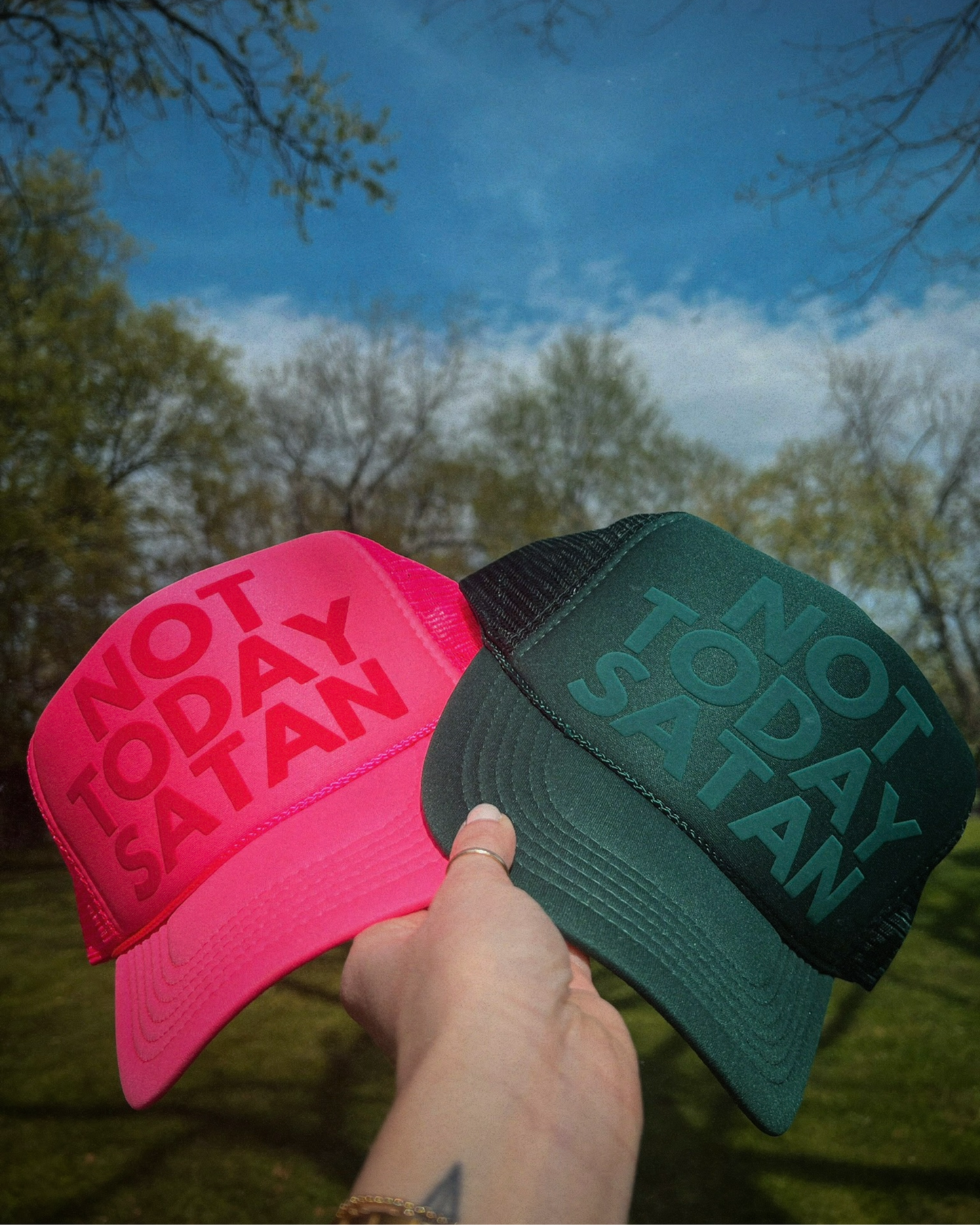 NOT TODAY SATAN CUSTOM TRUCKER HAT