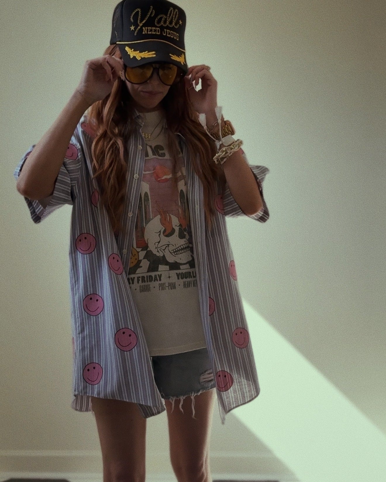 SMILEY FACE BUTTON UP SHIRT