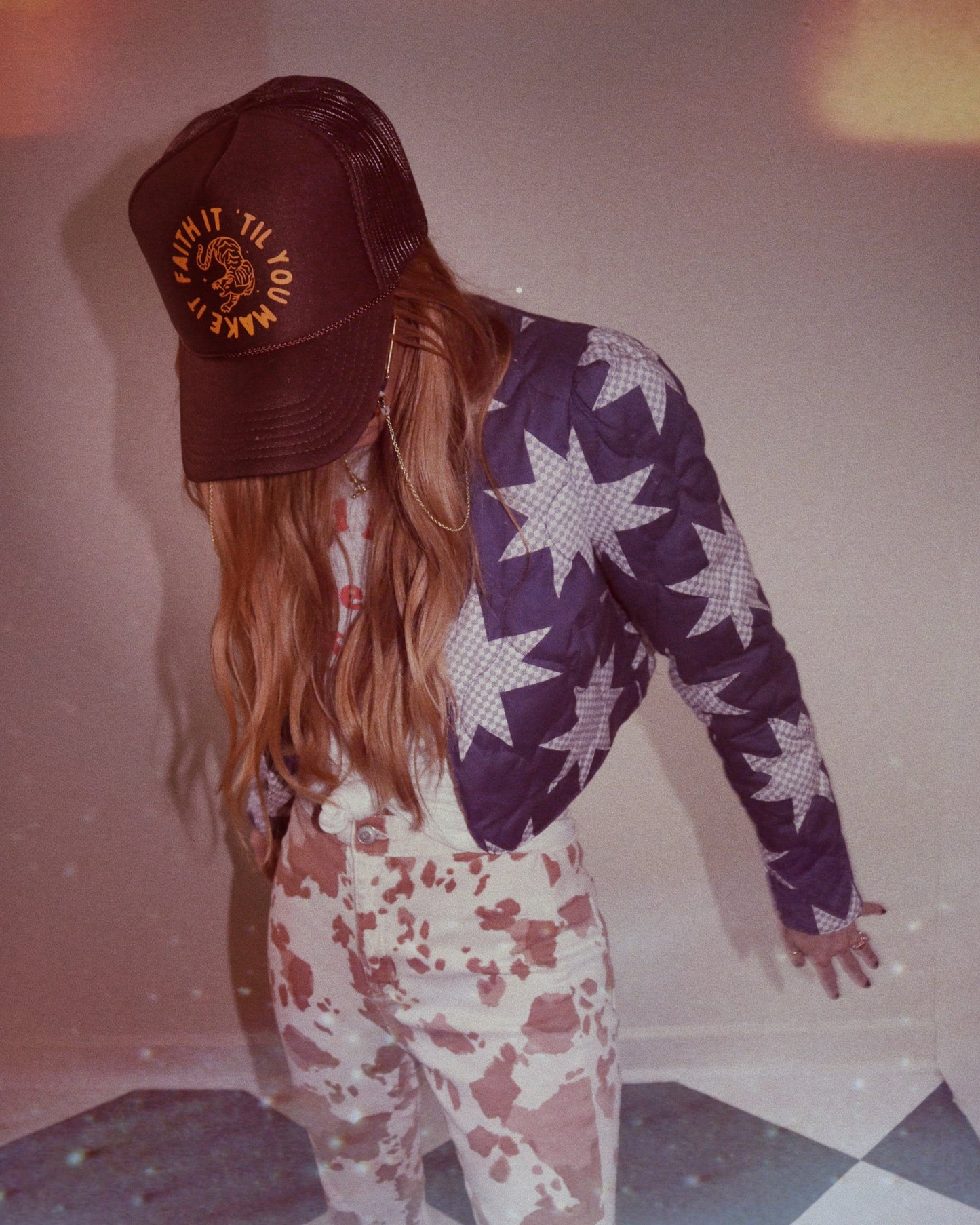 Custom Trucker Hat Retro Style Faith Hat with Tiger