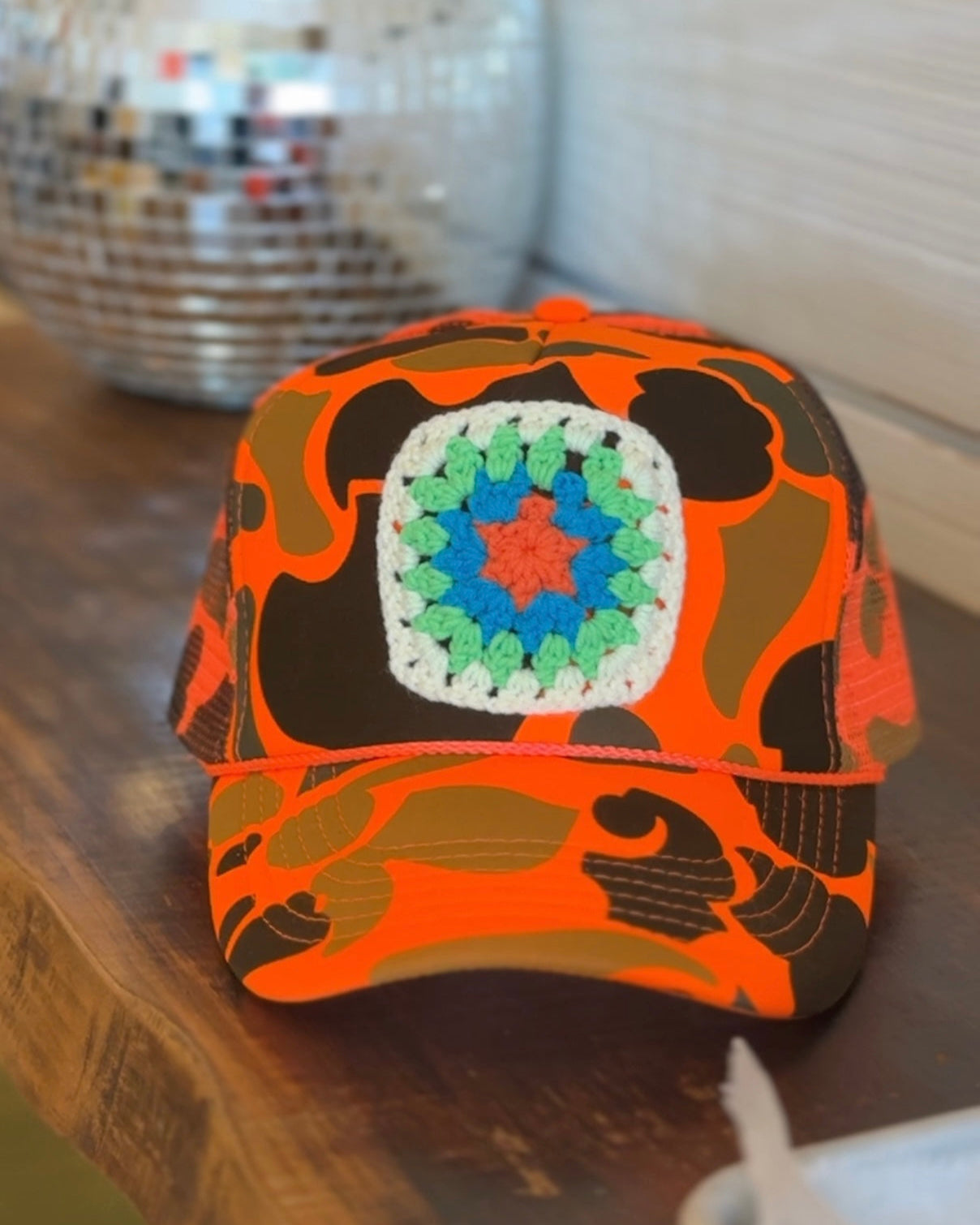 GRANNY SQUARE CUSTOM TRUCKER HAT