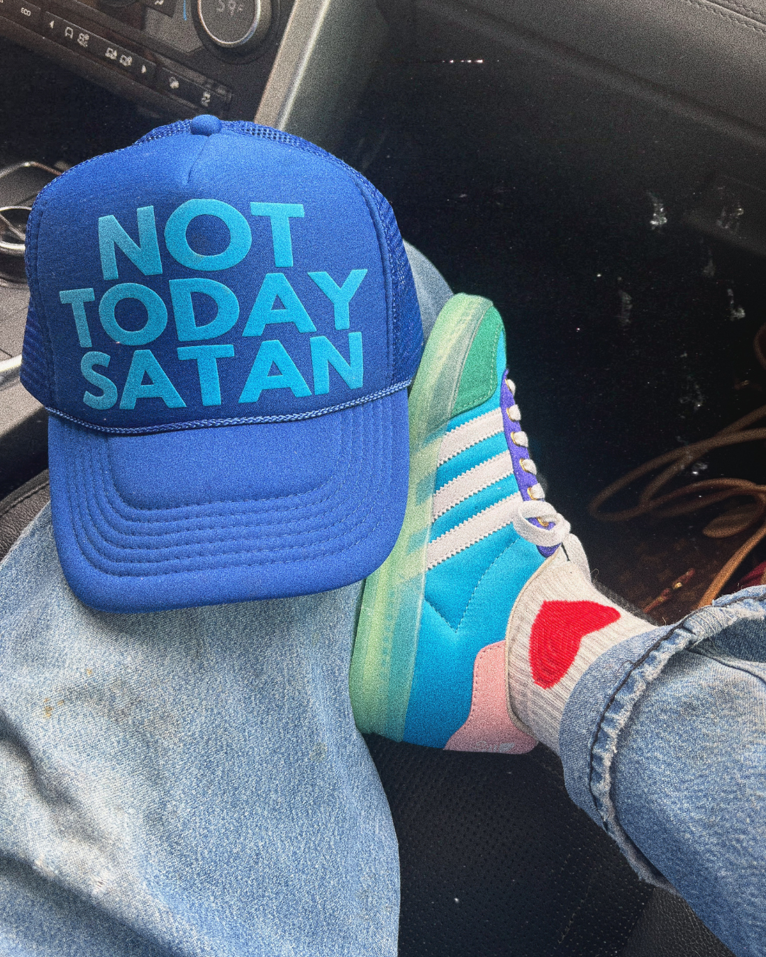 NOT TODAY SATAN CUSTOM TRUCKER HAT